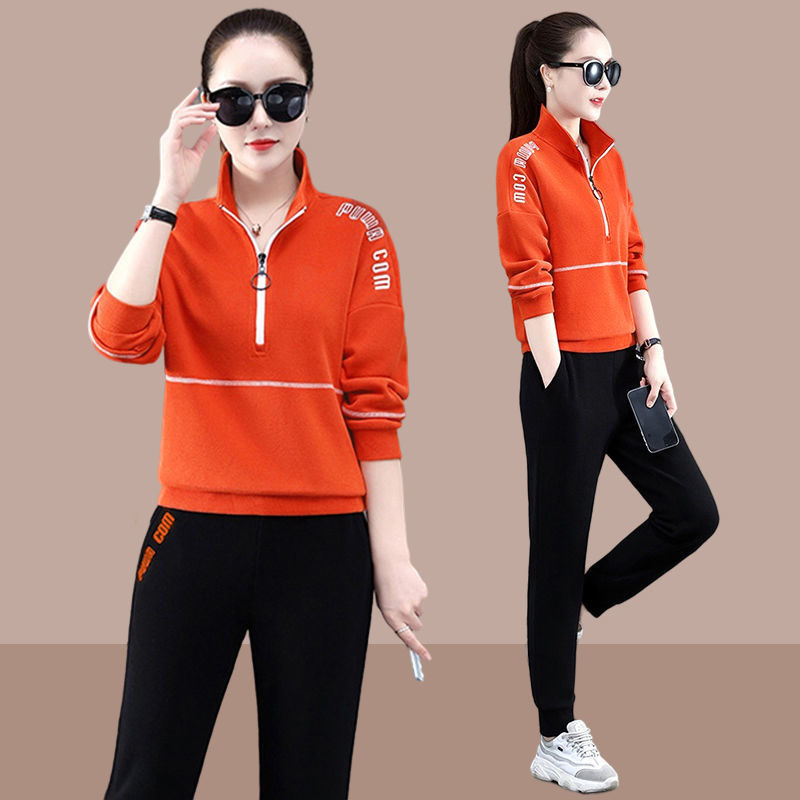 Sports Suit for Women Spring and Autum 2025 New Fashion Long-Sleeved Loose Korean Style Casual Sportswear Two-Piece Set