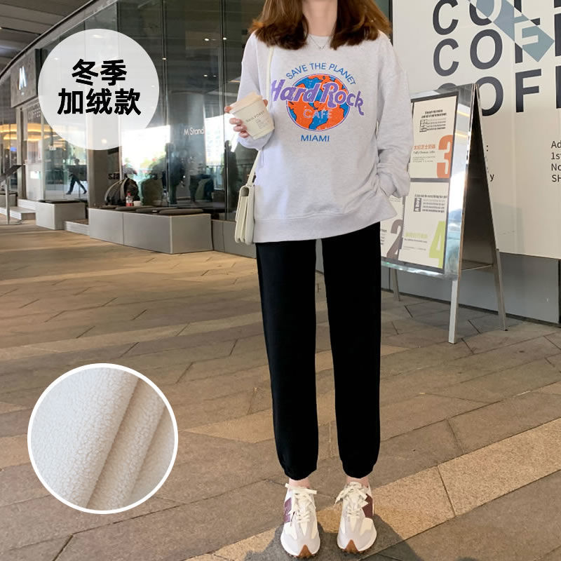 Picture of Pregnant Women's Pants Autumn and Winter Outer Wear Comfortable Leg-binding Pants fleece-lined Thickened Loose Sports Pants Autumn Pregnant Women's Wear