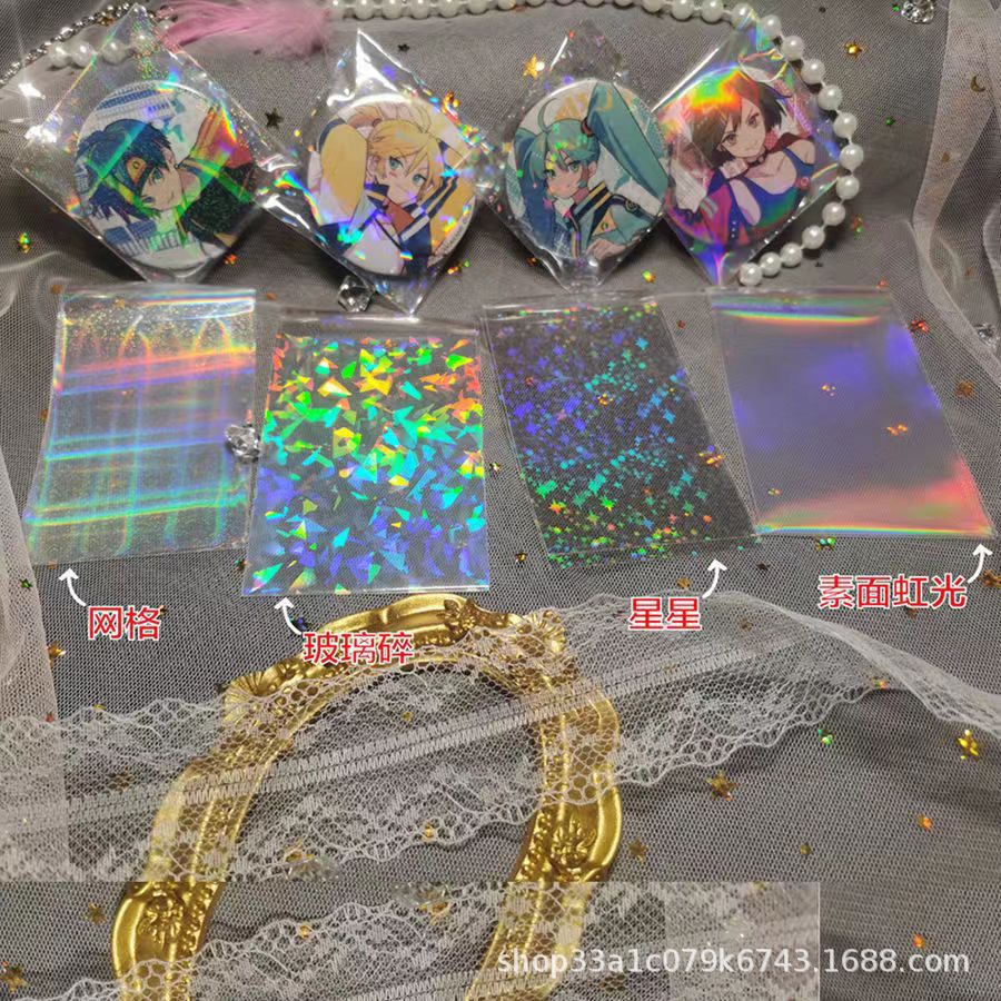 Picture of Laser Self-adhesive Bag Bar Protective Cover Rainbow Light Ziplock Bag Millet Badge Yu-gi-oh Card Animation Peripheral Storage