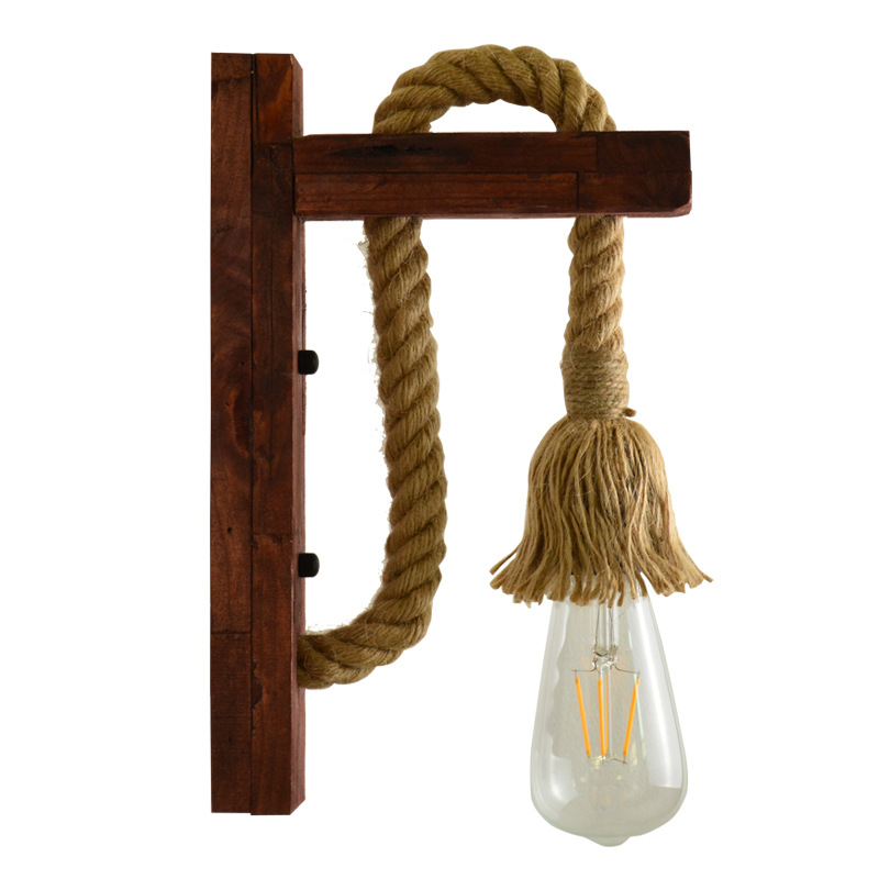 American Country Style Creative Wood Nostalgic Retro Wall Lamp Living Room Single Head Wood Restaurant Bar Industrial Style Wall Lamp