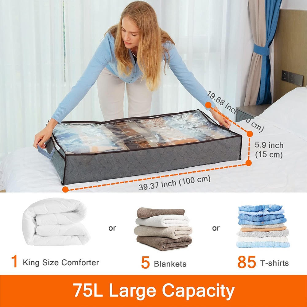 Picture of Amazon Explosions H-type Portable Bed Storage Bag Foldable Quilt Bag Clothes Storage Box Dust-proof Storage Box