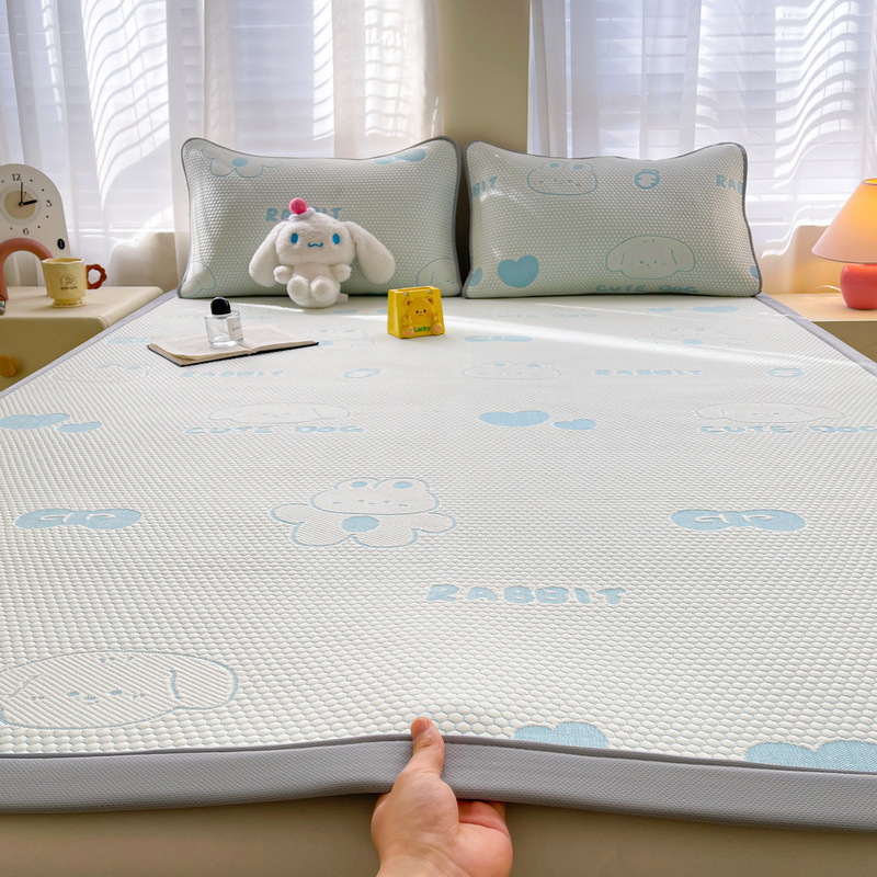Picture of Bingdoudou Three-Piece Summer Cooling Mat Set, Ice Silk Mat Mattress, Machine Washable, Suitable for Infants and Toddlers, Air-Conditioned Soft Mat