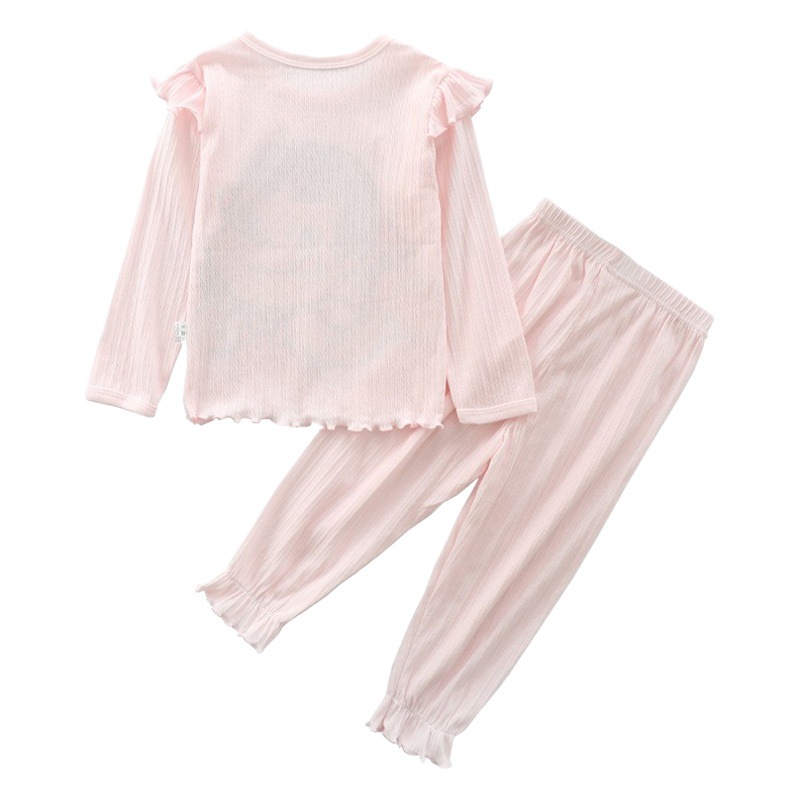 Children's Home Clothes Set Baby Girl 100 Cotton Pajamas Set Long-Sleeved Pants Spring and Summer Thin Air-Conditioned Clothes Wholesale