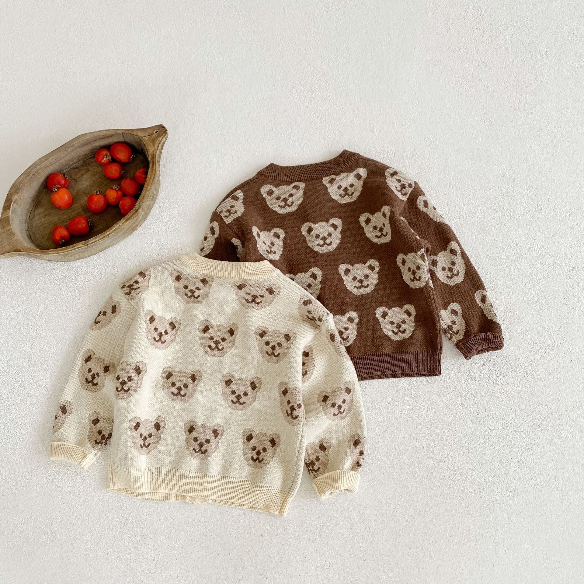 Picture of 2025 Autumn Infants and Young Kidsren 0-3 Years Old Male and Female Baby Bear Jacquard Knitted Long-Sleeved Sweater Jacket Cardigan