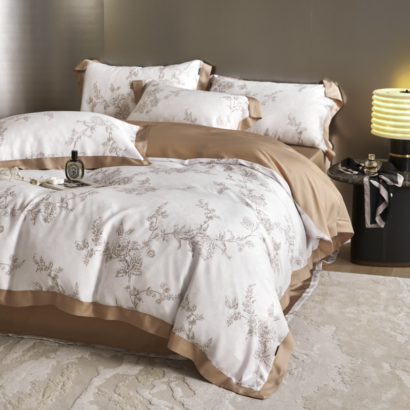 Picture of Summer Class A Maternal and Infant Grade Lyocell Tens Four-Piece Light Luxury Ice Silk Naked Sleeping Cool Quilt Cover Bed Sheet 1.8 Bedding