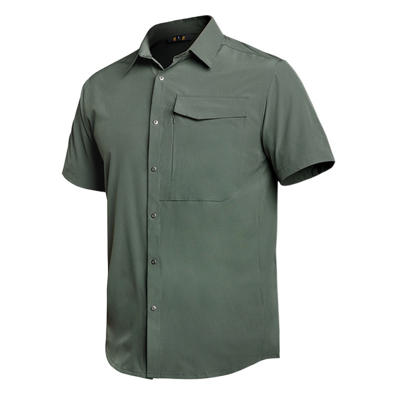 Angyi Outdoor Quick-Drying Tactical Shirt Men's Short-Sleeved Summer Elastic Thin Breathable Shirt Wear-Resistant Casual Half-Sleeve