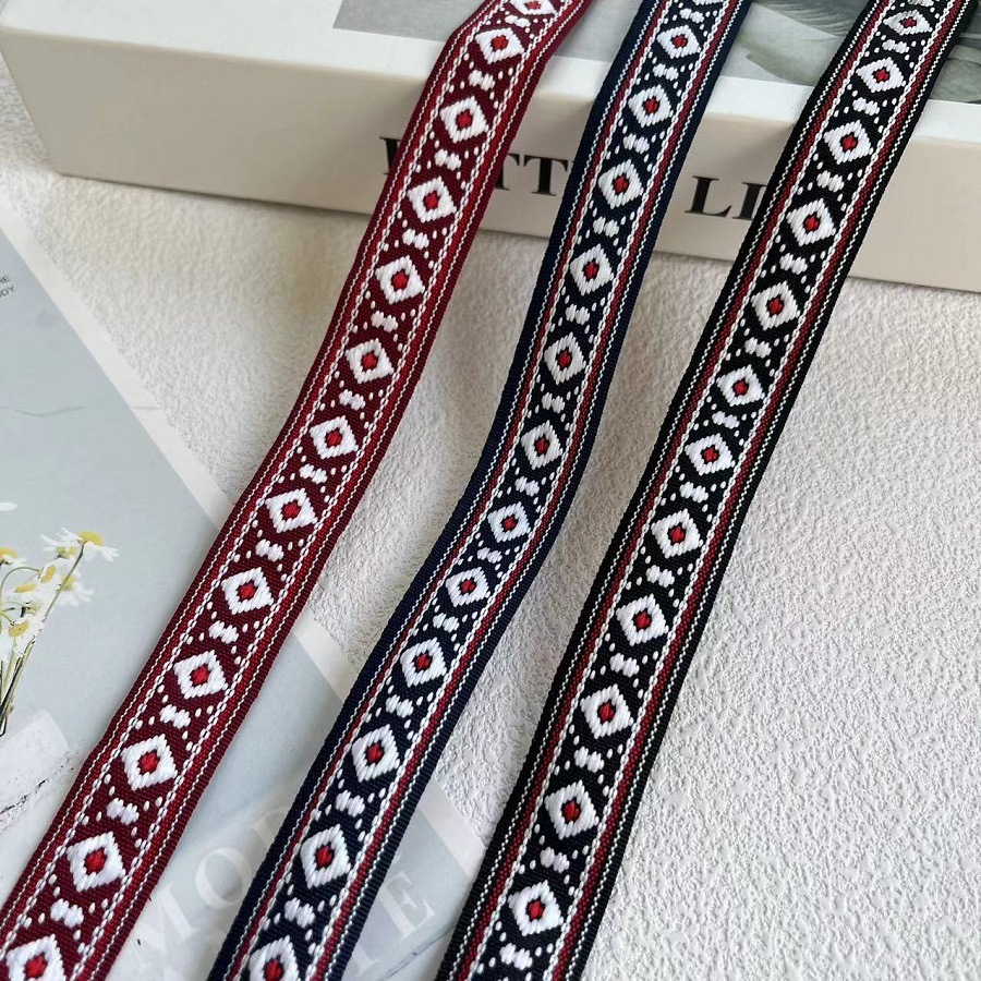 Ethnic Jacquard Ribbon Geometric Quadrilateral Minority Clothing Accessories AH-2864 Width 2 CM