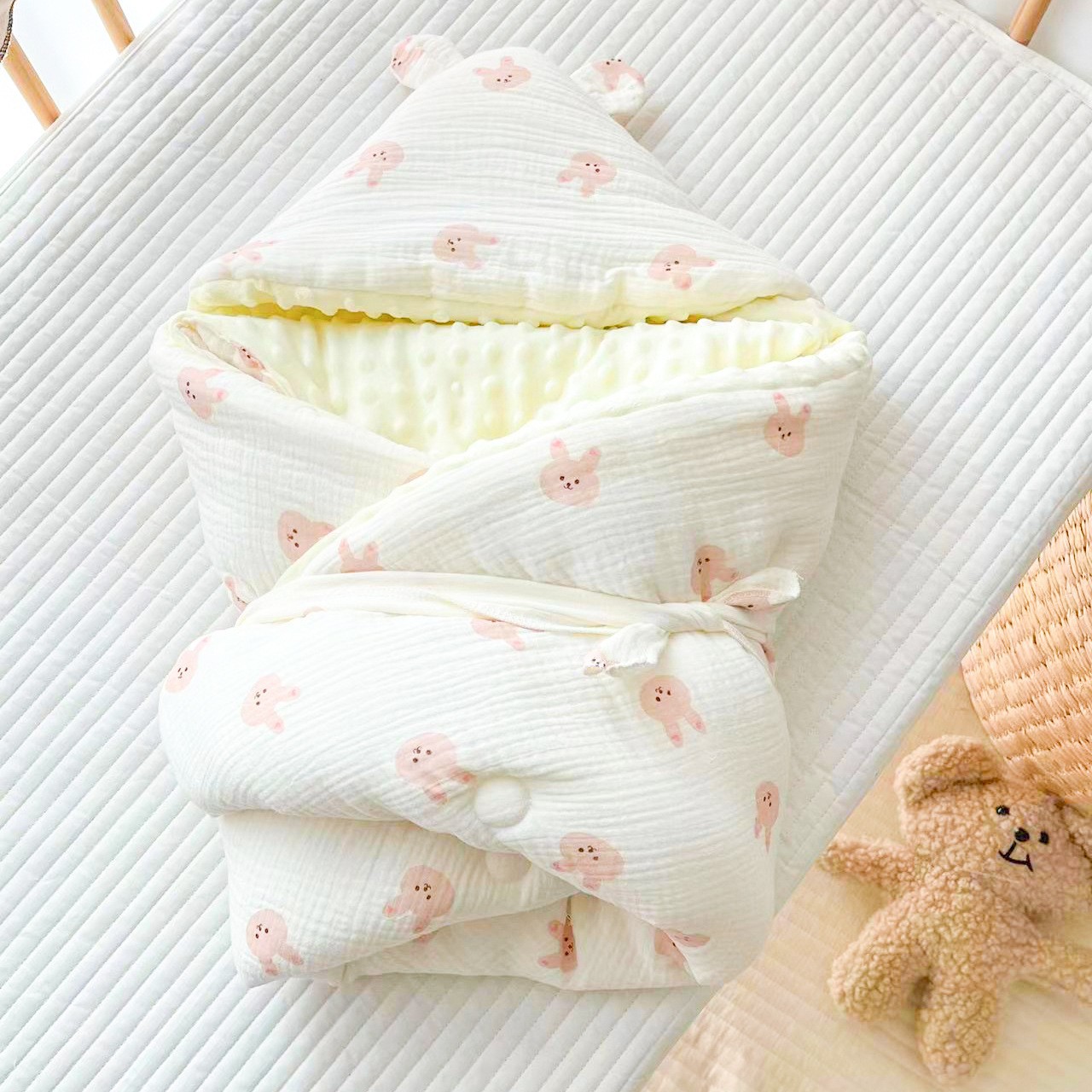 Picture of Autumn and Winter Cotton Baby's Ear Coated Cotton Cartoon Printing Newborn Birth Room Bean Blanket Thickened Cushion