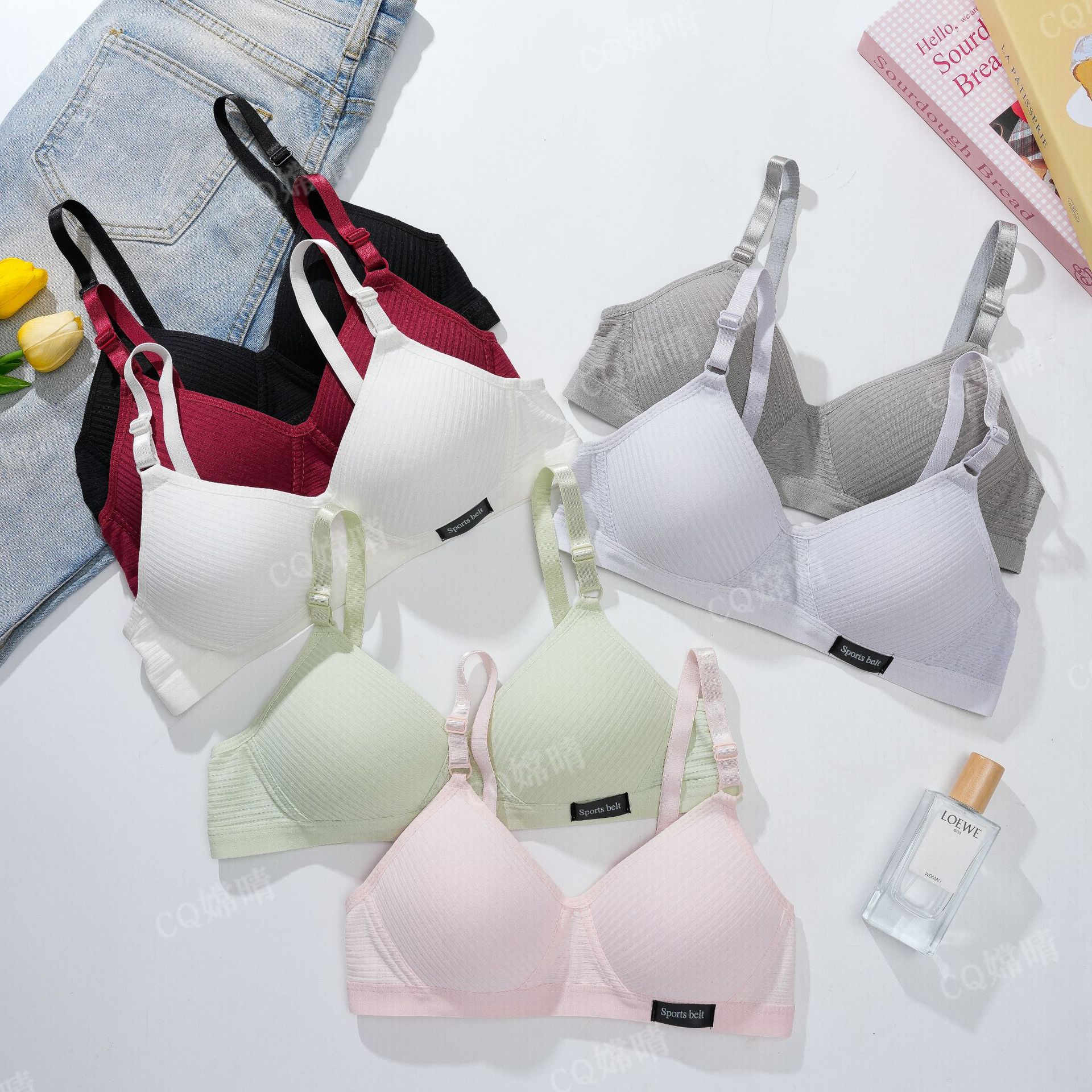 Cross-Border Southeast Asian Underwear Student Cotton Wire-Free Girl Amusement Park Thin Bra Simple Push-Up Bra