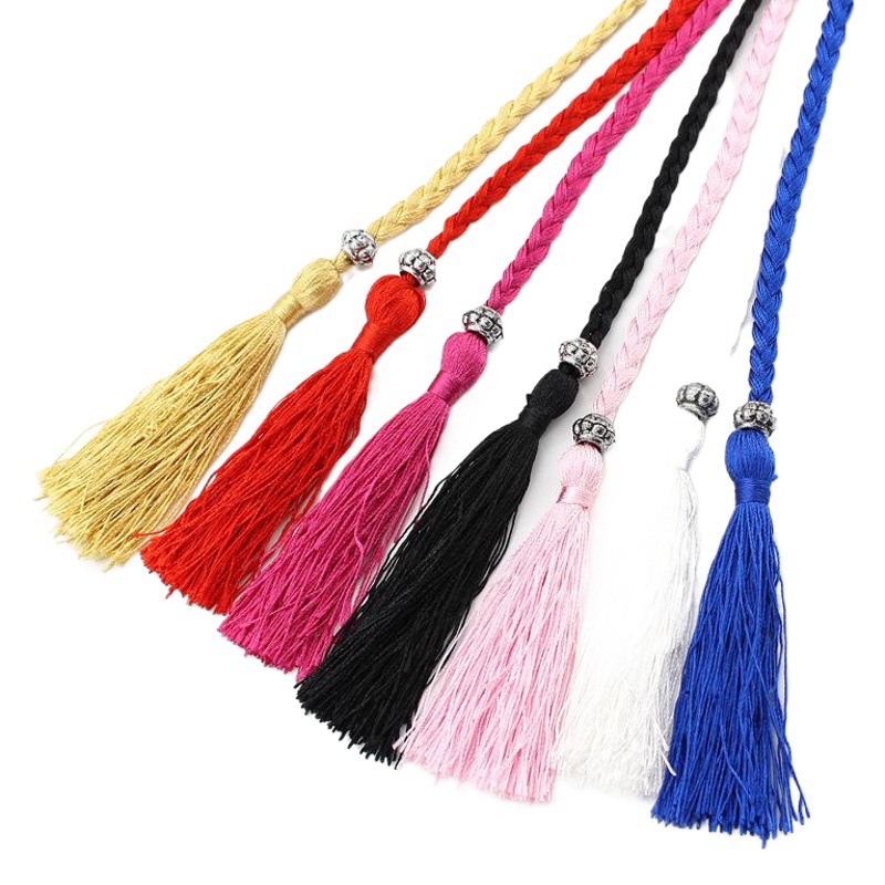 Fine knot decorative rope waist chain women's national style Mori women's woven tassel cotton belt a generation of hair belt