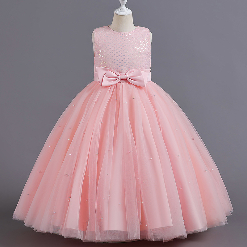 Girls Princess Dress Dress European and American Flower Children's Banquet Piano Performance Puffy Yarn Dress Children's Wedding Evening Dress