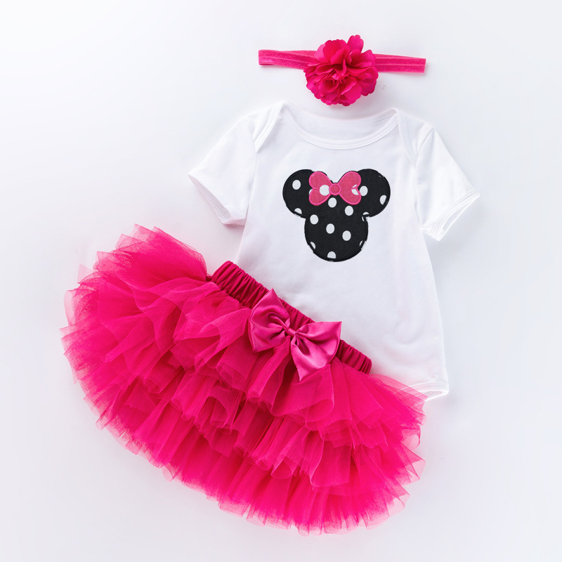 Picture of Cross-border Children's Wear Baby Birthday Dress Black and White Short-sleeved Climbing Dress Princess Dress suit Summer Baby One-year-old Party Dress