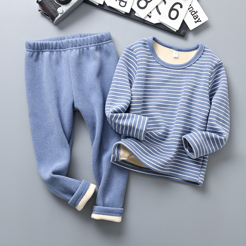 Picture of Children's Thermal Underwear Children's Wear Fleece-lined Thickened Suit Boys' Autumn Clothes Long Trousers Girls' Winter Clothes Base Two-piece Fashionable Suit