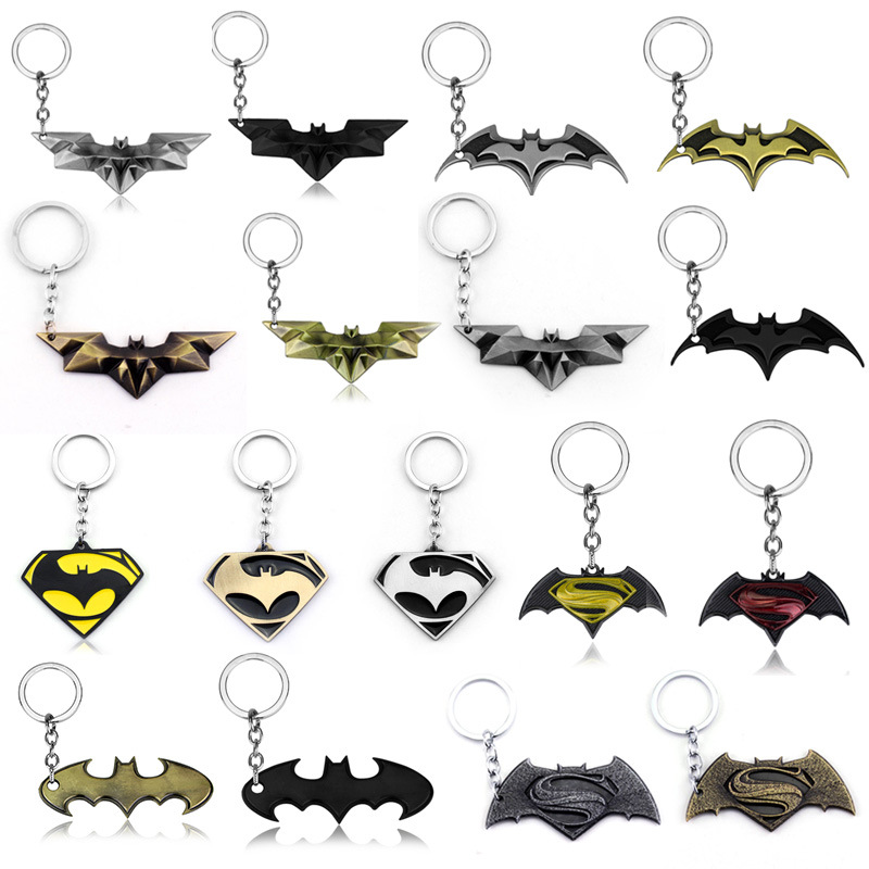 Wholesale Superman vs Batman Keychain Batman Superman Logo Alloy Keyring Chain Hanging Around