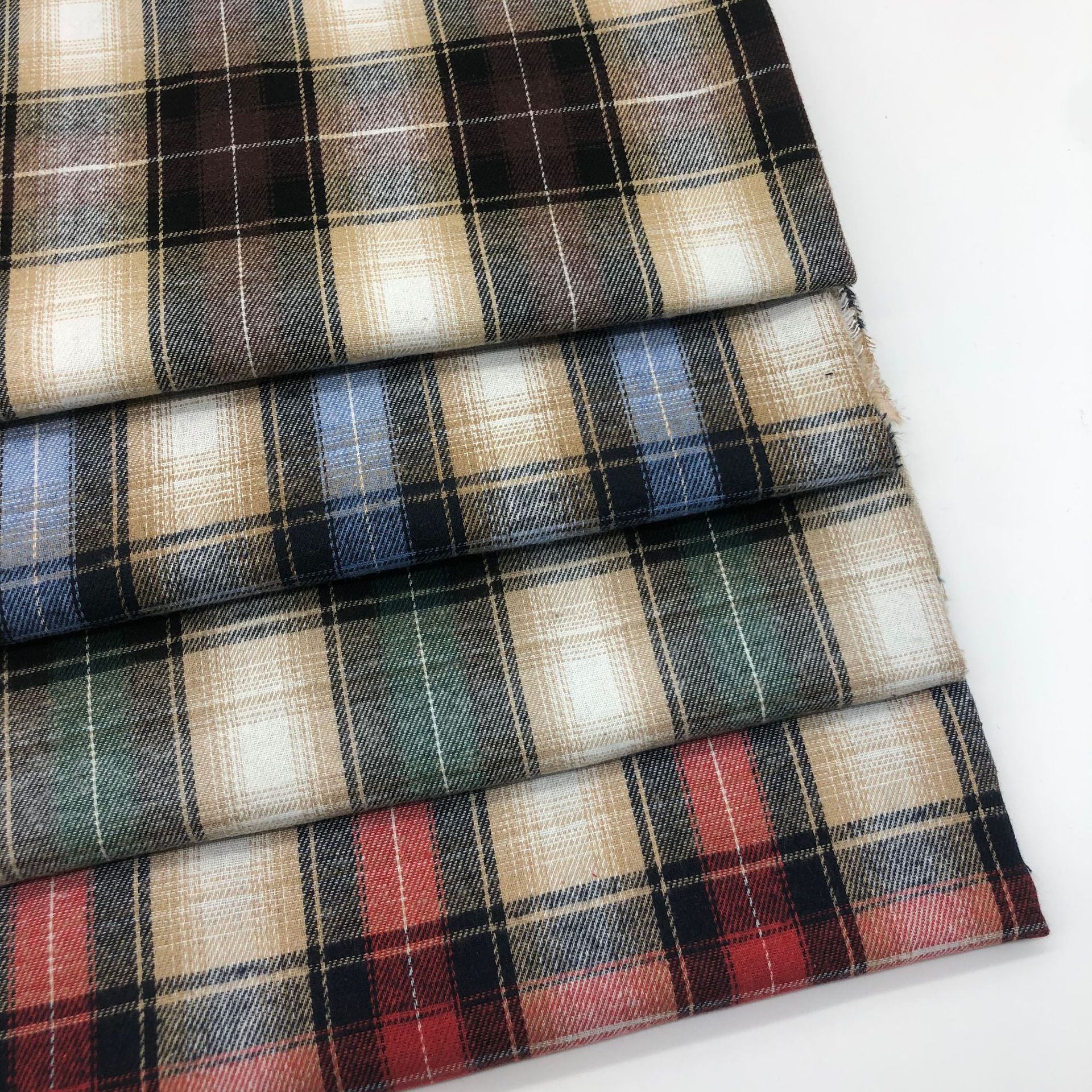 in stock plaid spring and autumn sanding plaid fabric 21 polyester cotton yarn-dyed shirt cloth women's children's clothing cloth