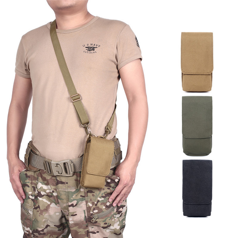 Picture of Dual-Machine 6-inch large screen mobile phone bag multi-function accessory waist bag hanging bag outdoor leisure sports messenger bag