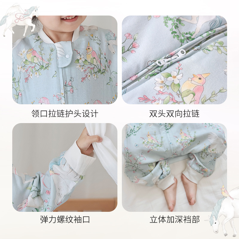 Picture of Cartoon Bamboo Cotton Gauze Sleeping Bag Baby Class a Summer Newborn Children's Home Clothes Baby Anti-Kick Quilt Breathable and Lightweight