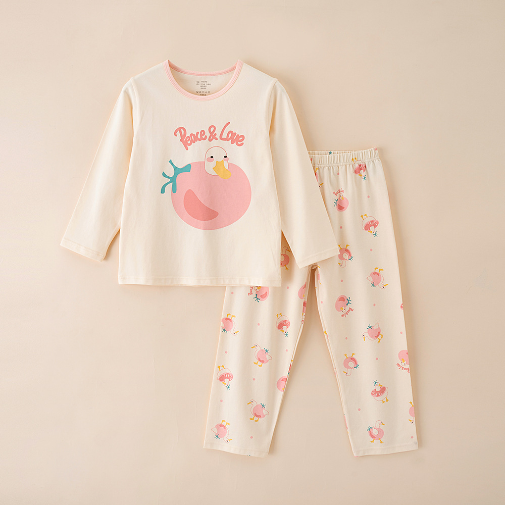 Picture of Children's Home Clothes Korean Style Pure Cotton Baby Set Class a Cotton Long-Sleeved Thin Kidsren's Clothing Boys and Girls Summer and Autumn Pajamas