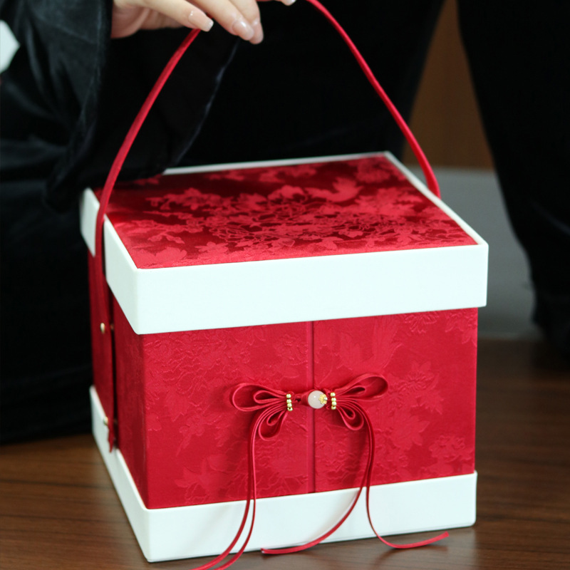 Waverly Leather Hand Gift Box Chinese Style National Style Elegant Packaging Box Wedding Bridesmaid Portable Square Candy Box