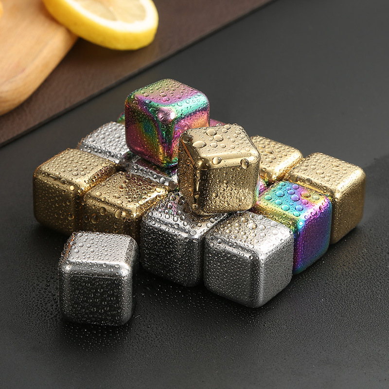 Picture of Cross-border 304 stainless steel ice cubes quick-frozen metal ice cubes suit titanium-plated golden ice wine stone whiskey stone ice particles