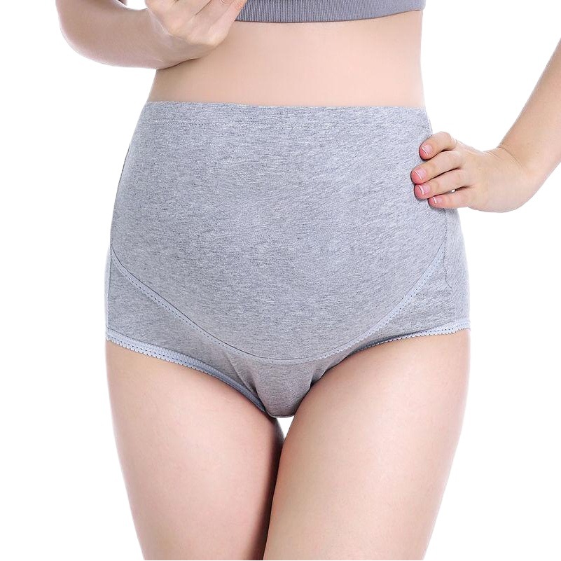 Solid Color Version of High-Waisted Maternity Underwear, Large Size, Breathable, High-Waisted Belly-Supporting, Adjustable Pregnancy Seamless Belly-Supporting Underwear