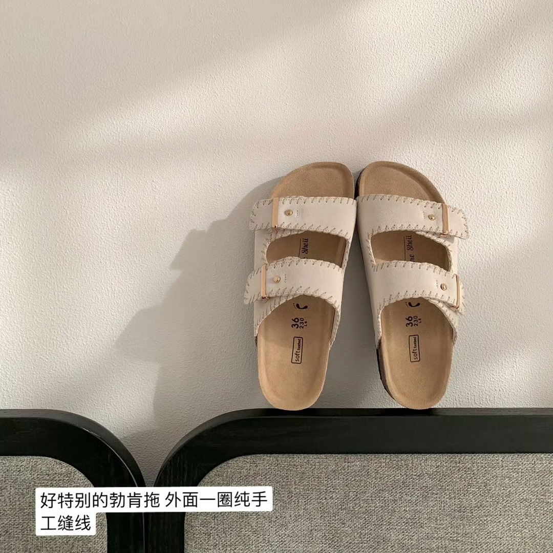 【Cowhide Edition】Philadelphia Old Street~ Genuine Leather Thick-Soled Birkenstock Shoes for Women, Summer Outdoor Wear, 2025 Model Slippers, Beach Sandals
