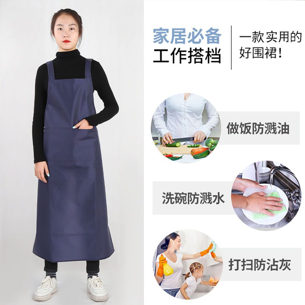 Picture of Gray Lightweight Waterproof, Oil-proof and Stain-resistant Shoulder Summer Apron Laundry Kitchen K-style Sleeveless Apron Bib Apron