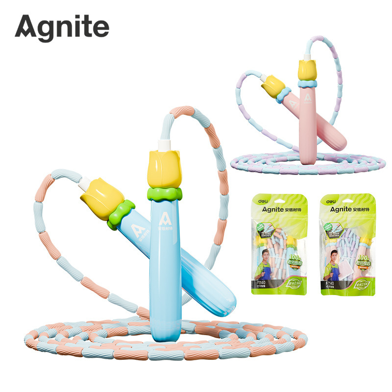 Deli Angnet Ft140 Bamboo Jump Rope for Beginners, Elementary School Students, Kindergarten 2.6m Adjustable No Knots