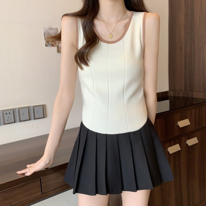 Picture of Women's Fat 2024 Summer New Knitted Camisole for Outerwear Pure Desire Short Style Sleeveless Top
