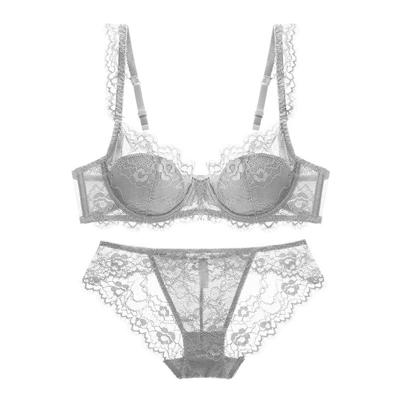 Picture of Cross-border European and American Sexy Bra Lace Pure Thin Big Chest Small Bra Women's Summer Gather-up Bra suit