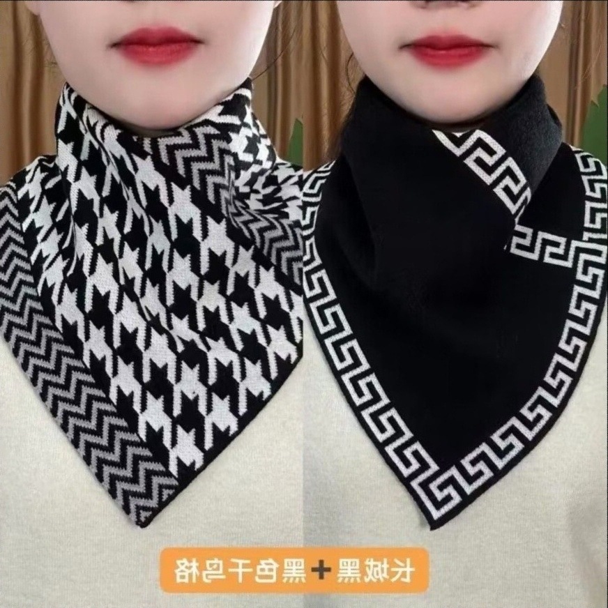 2023 Winter New Triangle Scarf Warm Cervical Vertebra Korean Versatile Cold-proof Scarf Neck Set Triangle Towel