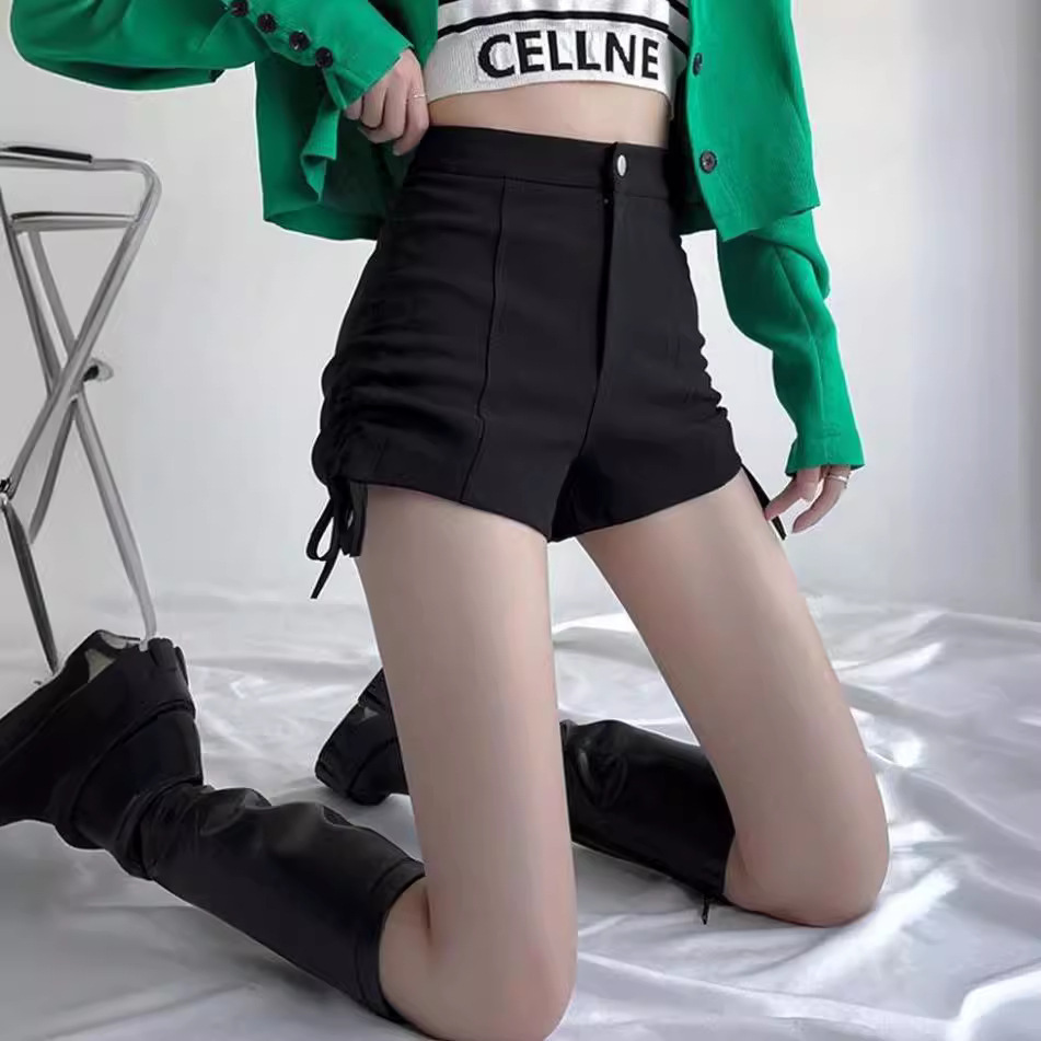 2023 Summer Drawstring Pants Hot Pants Hot Pants Hot Girl Shorts Women's Design Sense Niche Korean Style All-match Slimming Outer Wear Shorts Thin