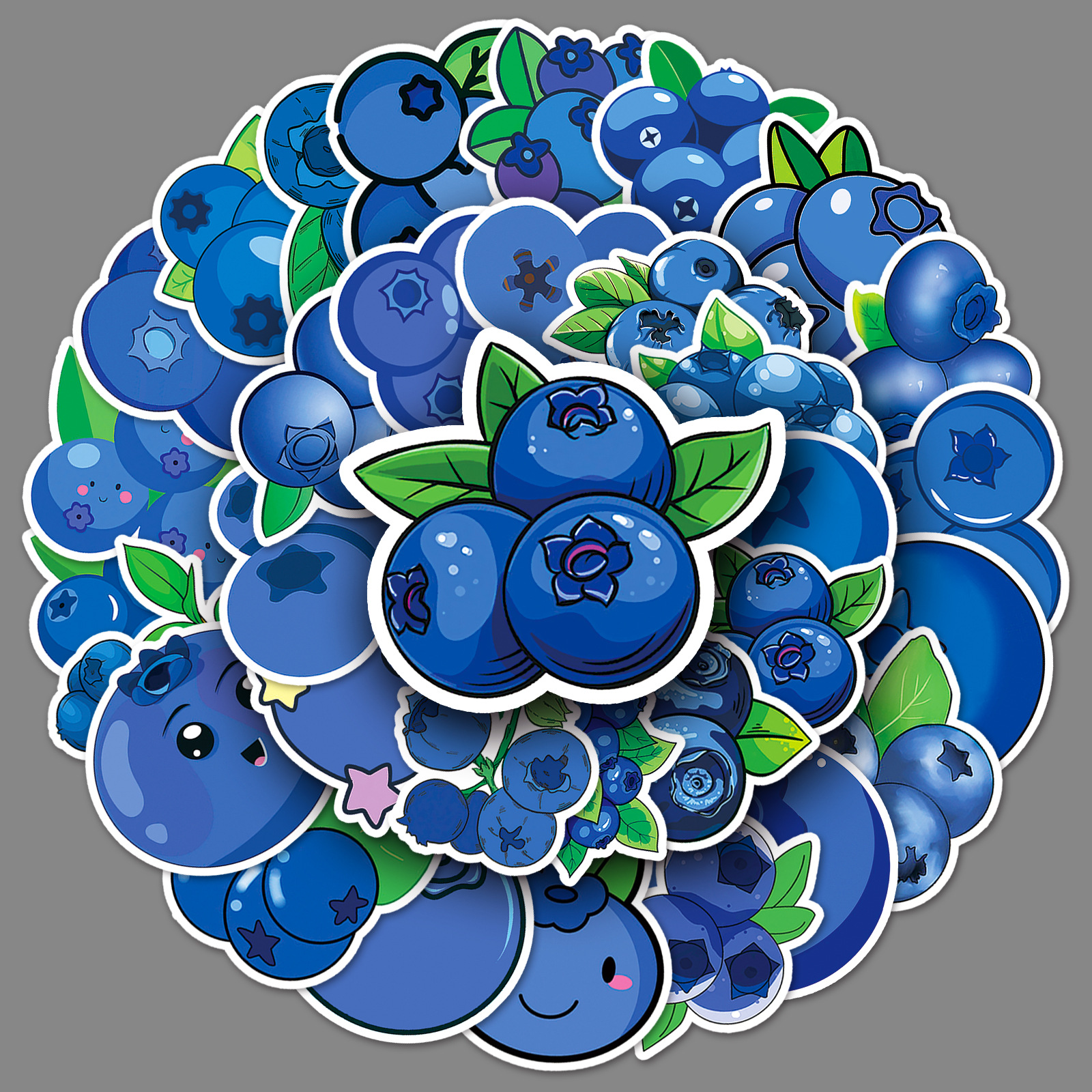 50 Blueberry Graffiti Personality Cartoon Fruit Children's Goo Card Hand Account Decoration Mobile Phone Shell Luggage Sticker Waterproof