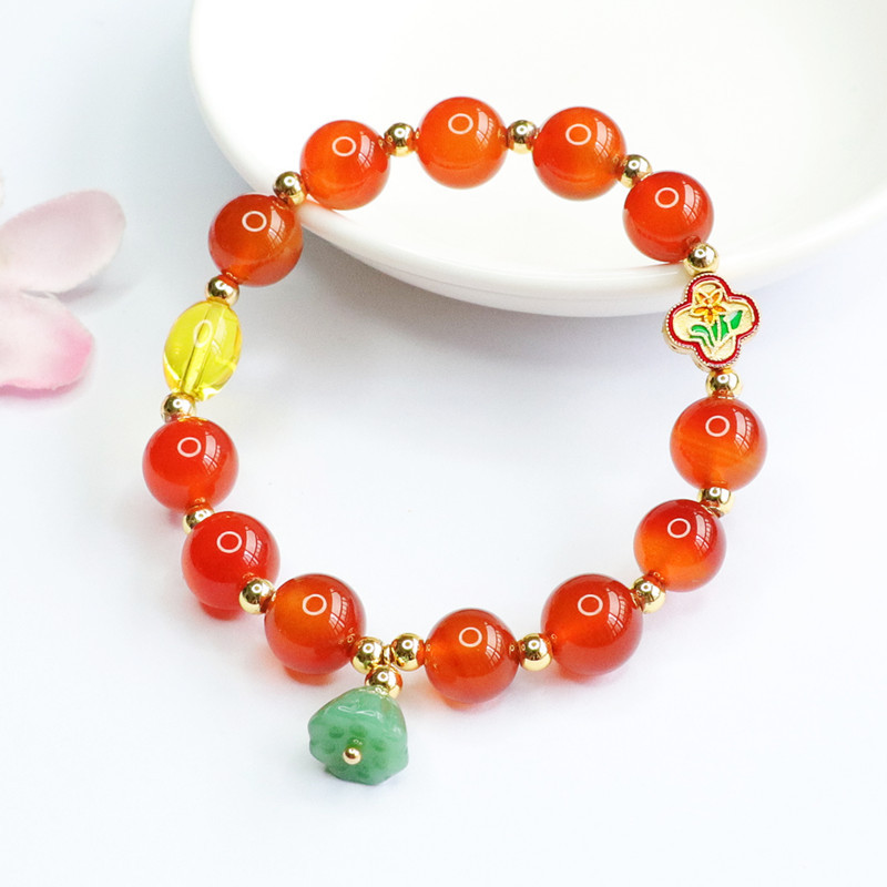 Picture of Jiyu natural red agate bracelet Lotus pear tassel chalcedony diy bracelet Caibao live generation MN2052402