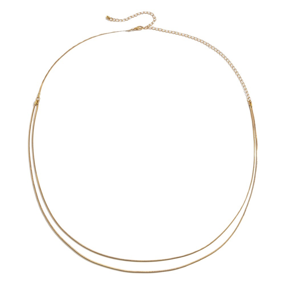 European and American Cross-border Jewelry Simple Double-layer Titanium Steel Plating 18K Gold Thin Snake Bone Waist Chain Women's Trendy Thin Chain Body Chain
