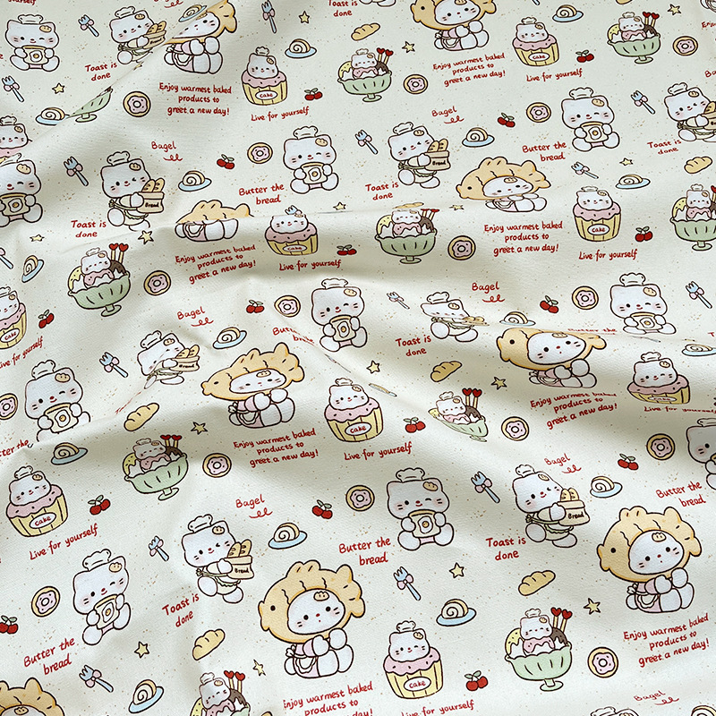 All-Cotton Canvas Cake Baking Kitten Bag Jacket Vest Handmade DIY Fabric 1.5m Width