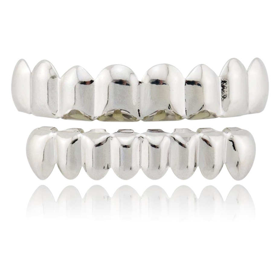 European and American personality fashion hip hop braces upper teeth 8 lower teeth 8 18K gold plated male and female suicide team HIPHOP braces