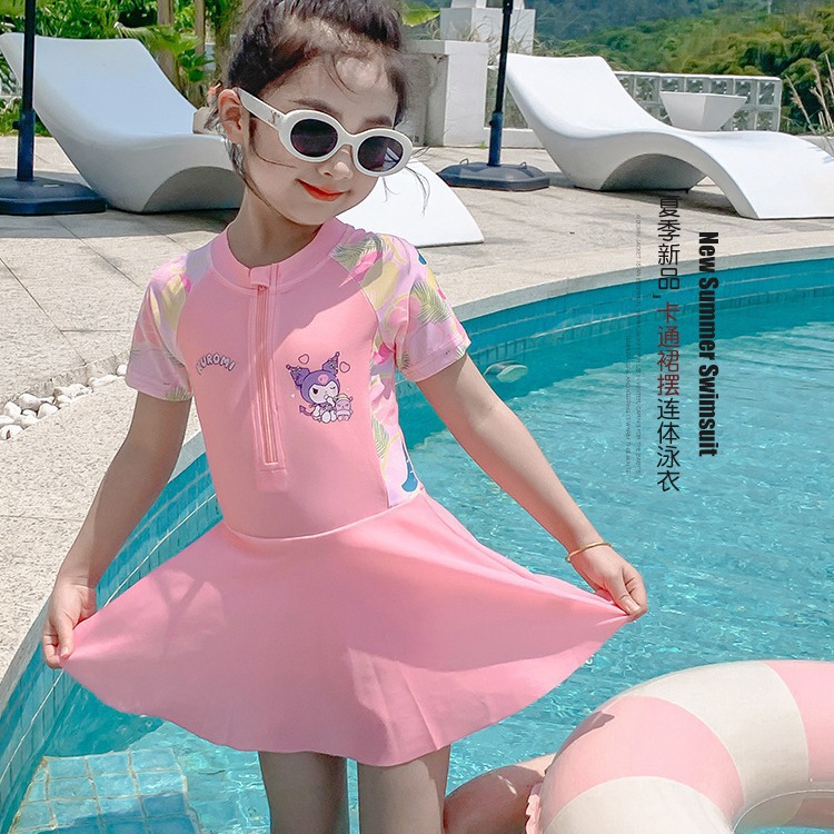 Kulomi Swimsuit Girls' one-piece skirt 2025 New Summer Quick-drying Sunscreen Swimsuit Pants for Middle and Big Kids and Little Girls