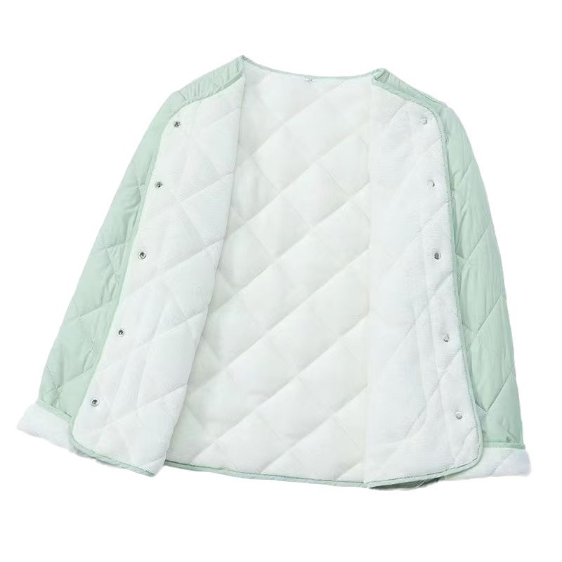 Picture of 2024 new down cotton-padded jacket women's short fleece-lined padded liner cotton-padded jacket round neck warm bottoming inner wear small cotton-padded jacket