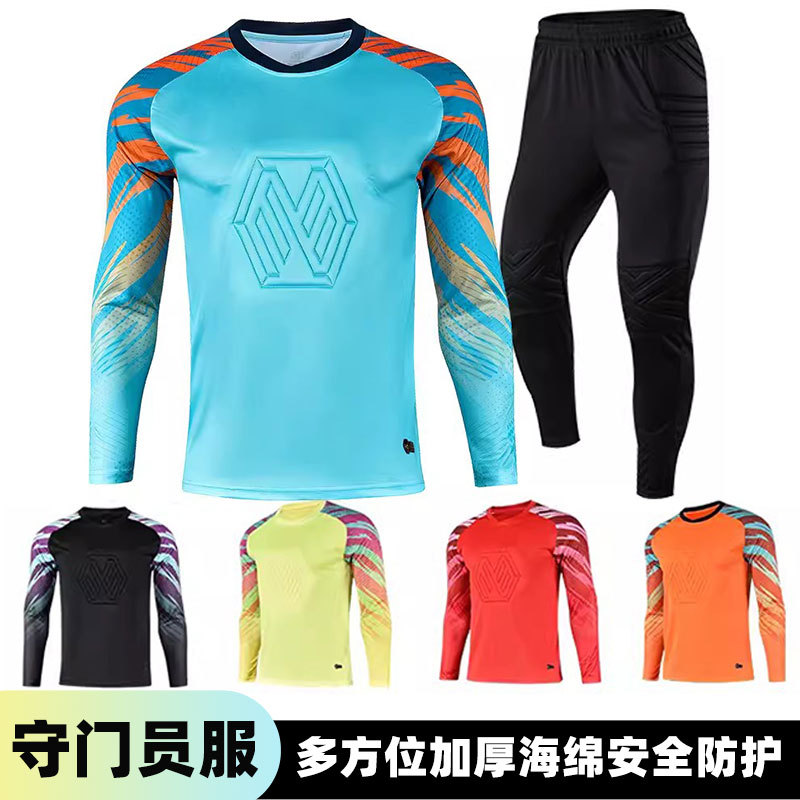 Professional Football Goalkeeper Suit Long Sleeve Suit Children Sponge Protective Suit Football Game Equipment Adult Goalkeeper Suit