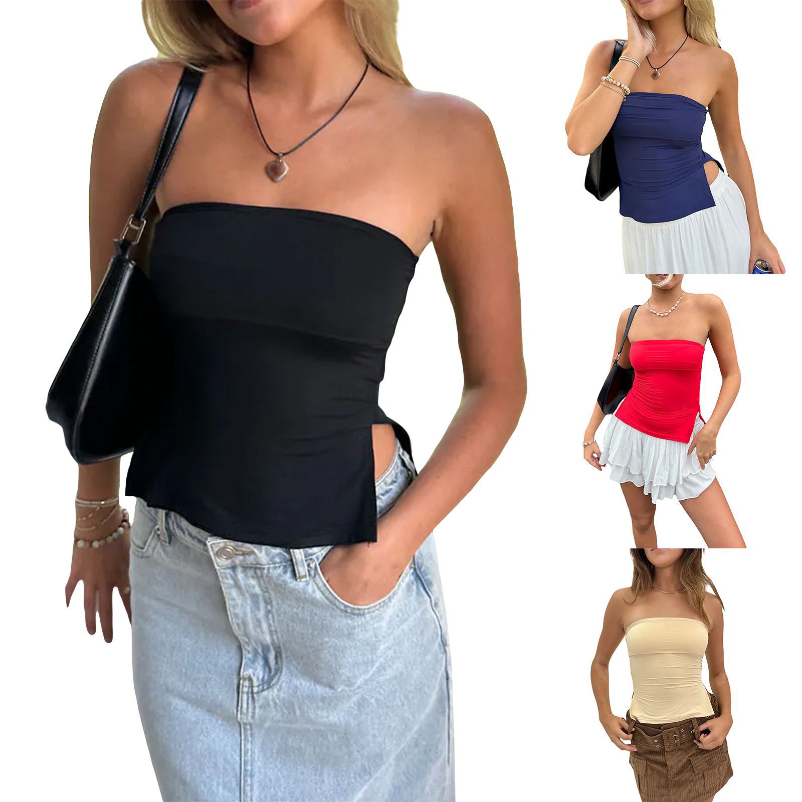2024 spring and summer cross-border Amazon AliExpress independent station sexy tube top hot girl vest high elastic bottoming shirt