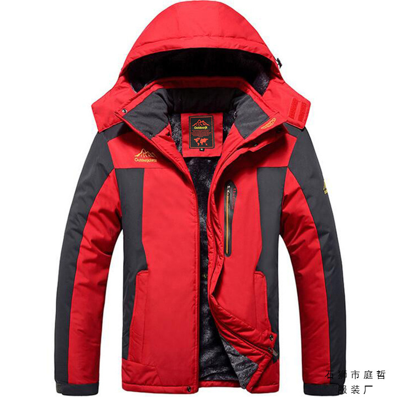 2025 Amazon Foreign Trade Autumn and Winter Large Size Men's Velvet Thickened Jacket Outdoor Sports Warm Mountaineering Jacket