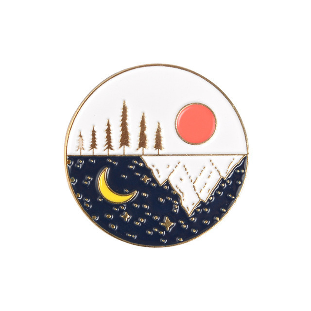 Picture of Oil dripping paint alloy brooch heart Cup EXPLORE outdoor adventure ticket hourglass pin brooch