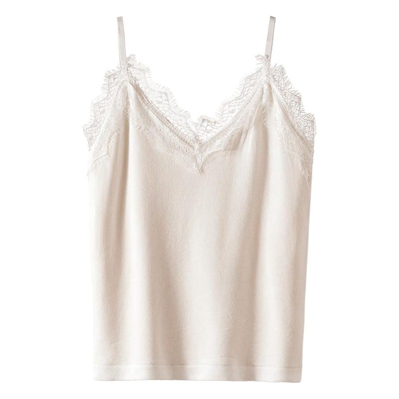 White Lace Vest Women's Knitted Sleeveless Inner Wear Base Slim-fit Small Sling Inner Wear Outer Wear Fashionable Sexy Top for Summer