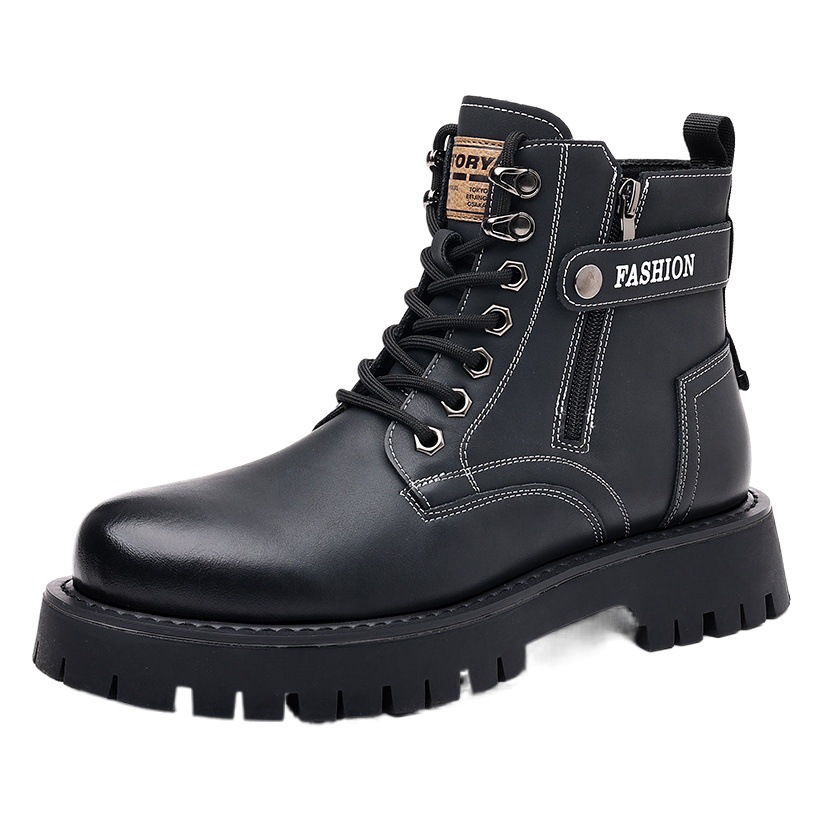 Winter Martin boots British wind high cotton shoes men's fleece-lined padded men's leather shoes warm snow boots a generation of hair