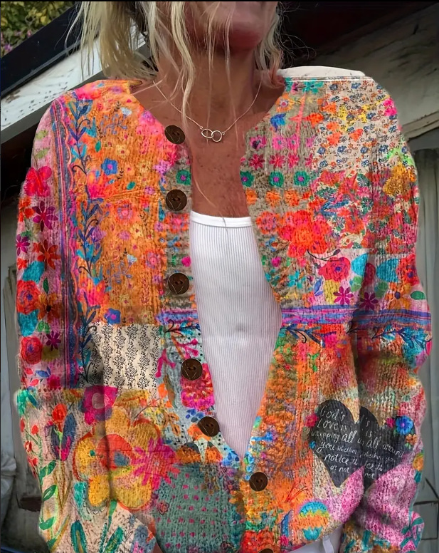 Picture of In stock new European and American cross-border Amazon loose cardigan long sleeve crew neck 3D printed sweater women's knitwear