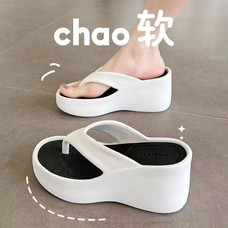 8.0 Height Raise Thick Bottom Eva Flip-Flops Women's 2024 New Summer High-end Fashionable Outer Wear Beach Sandals