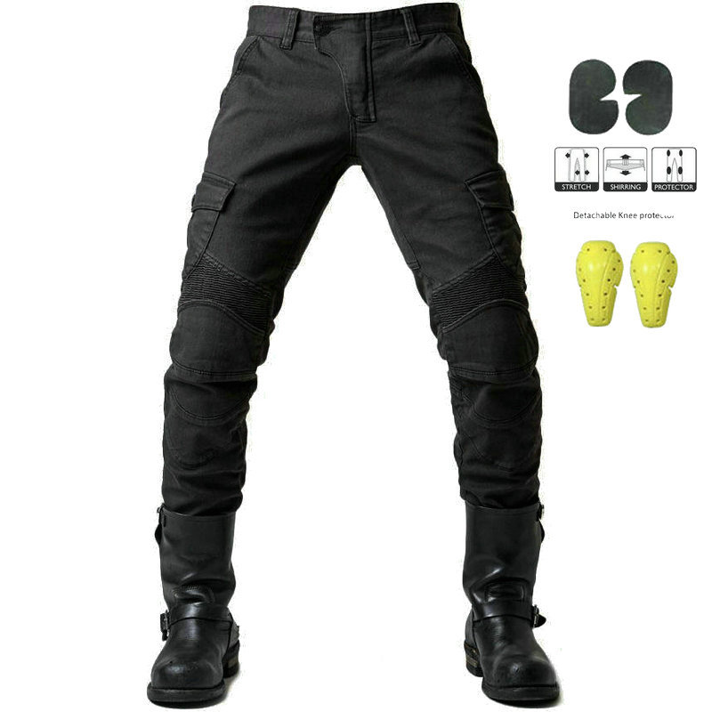 Picture of Genuine Cycling Pants Men's Summer Motorcycle Motorcycle Anti-fall Knight Equipment Four Seasons Elastic Cowboy Army Green Racing Pants