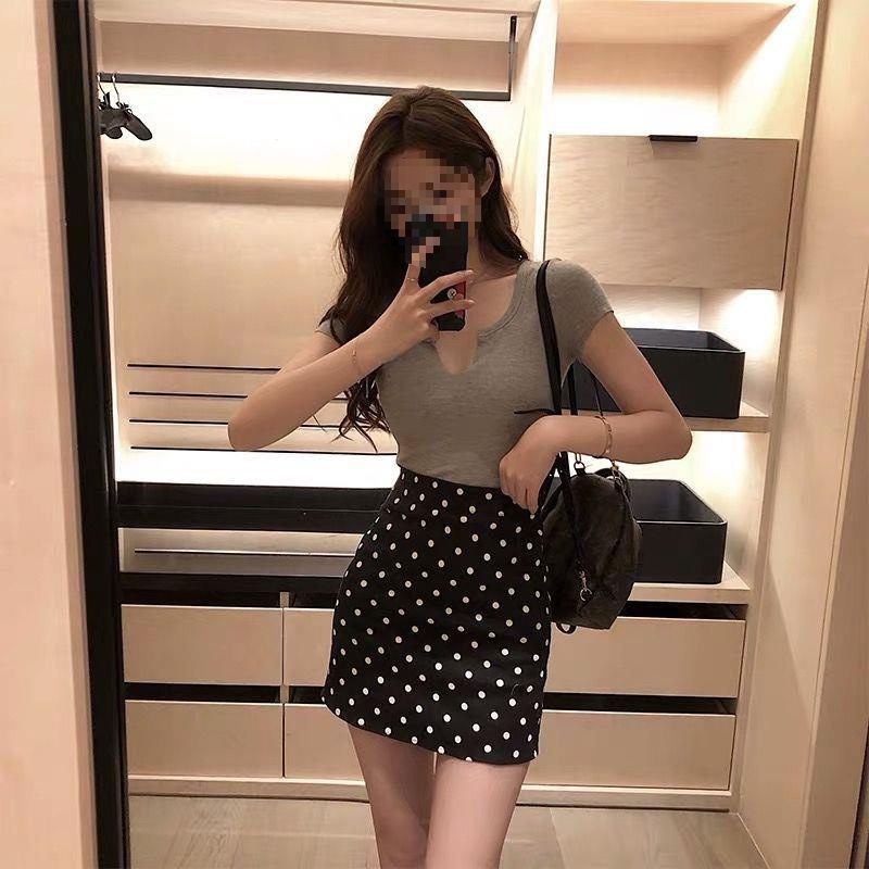 PolkA Dot Skirt Women's BlAck Summer 2024 New KoreAn Style VersAtile High-wAisted Mini Skirt Hip-covering PolkA Dot A-line Skirt