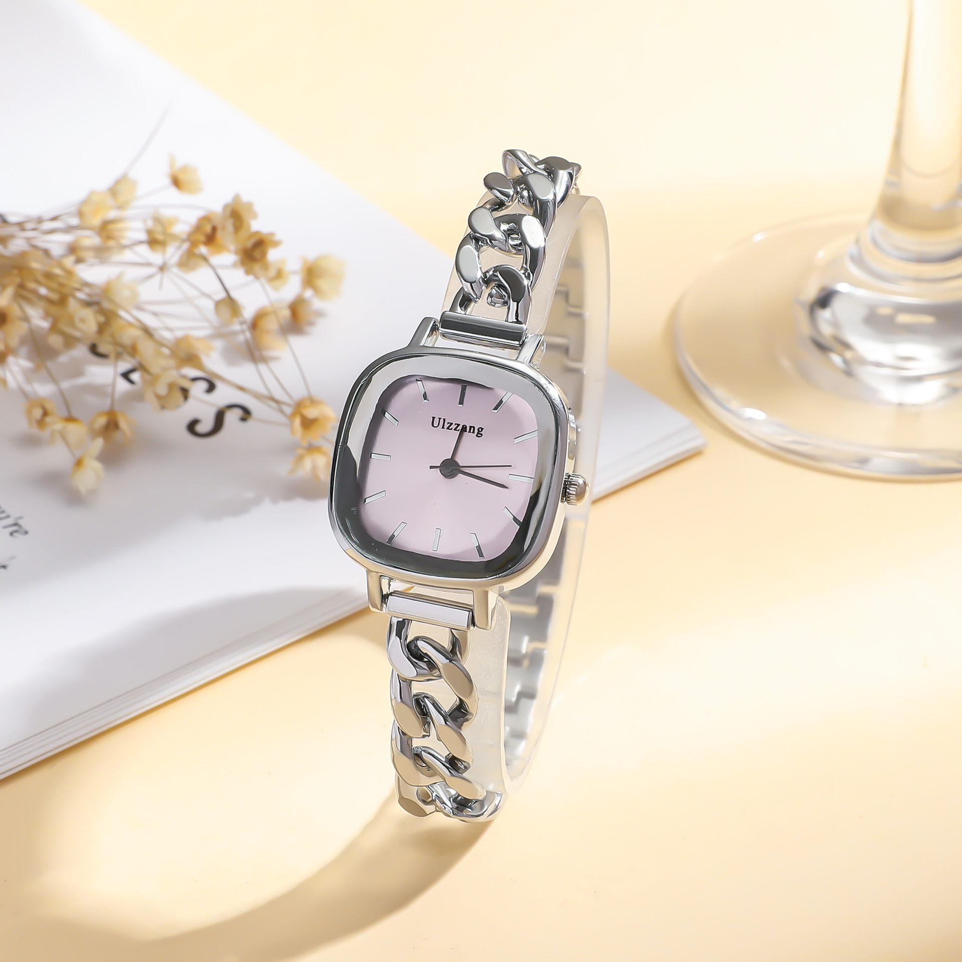 Picture of Women's Fresh Ins Style All-Match Purple Aurora Dial Square Bracelet Watch for Students